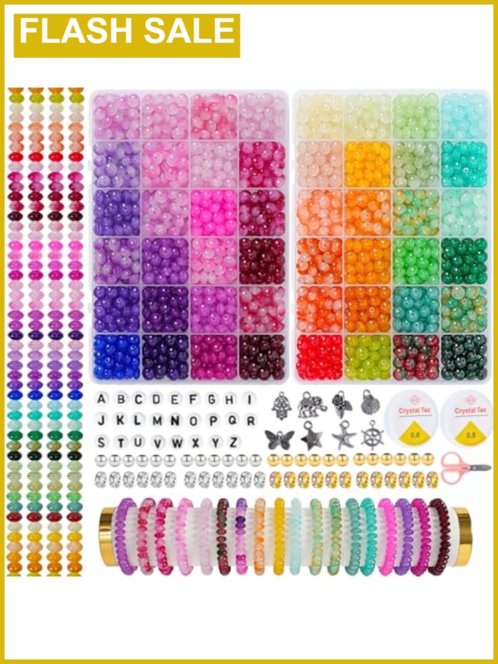 1500pc 5x8mm Glass Beads Jewelry Making Kit Friendship Bracelets DIY Crafts